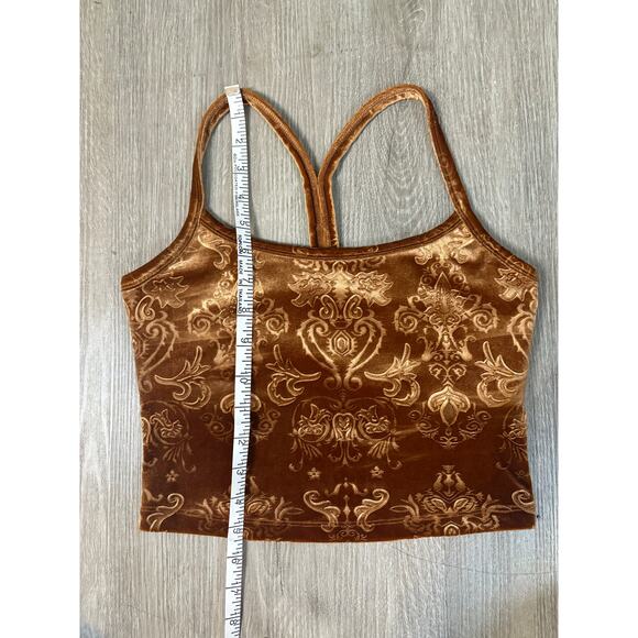Beyond Yoga Slim Racer Back Embossed Velvet Tank Top Camel Brown Small Boho - Picture 5 of 7